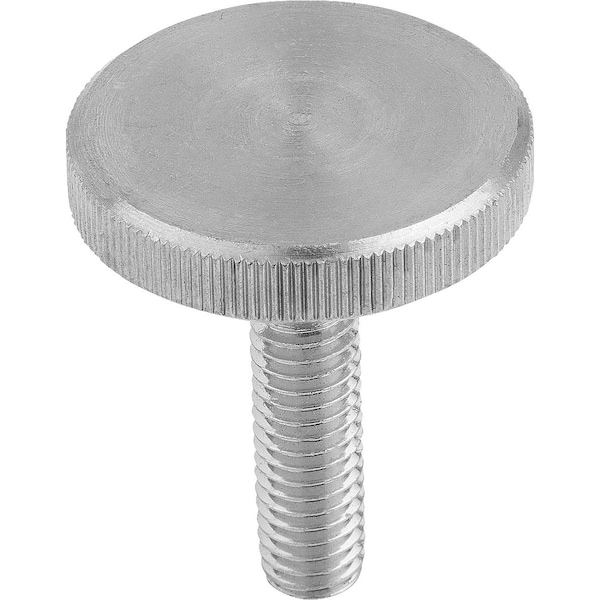 Thumb Screw, M10 Thread Size, Bright Stainless Steel, 14 mm Head Ht, 30 mm Lg